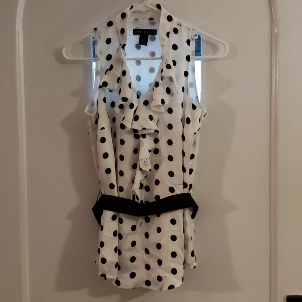 Black and white sleeveless top